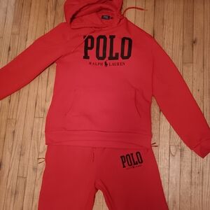 Polo by Ralph Lauren Red Hoodie and Sweatpants Set